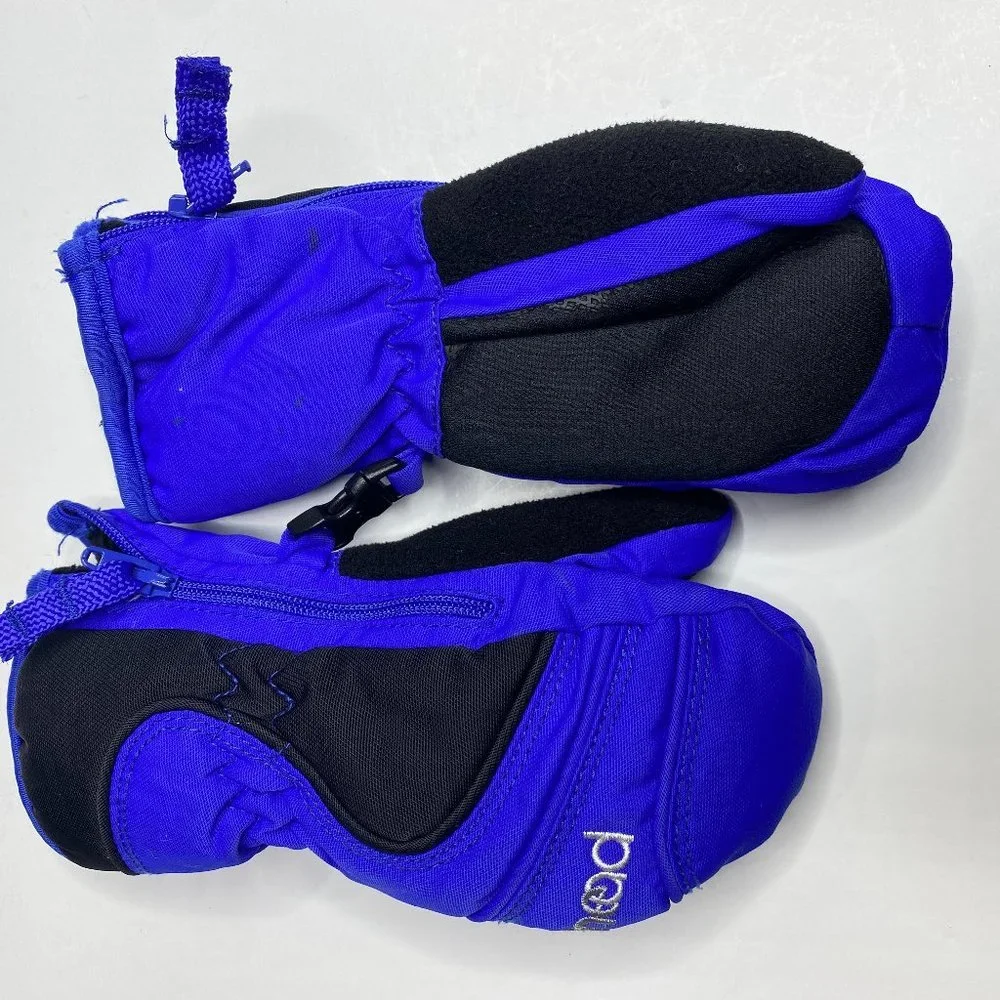 HEAD children's size XXS blue/black zipper mittens with outlast and fuzzy lining